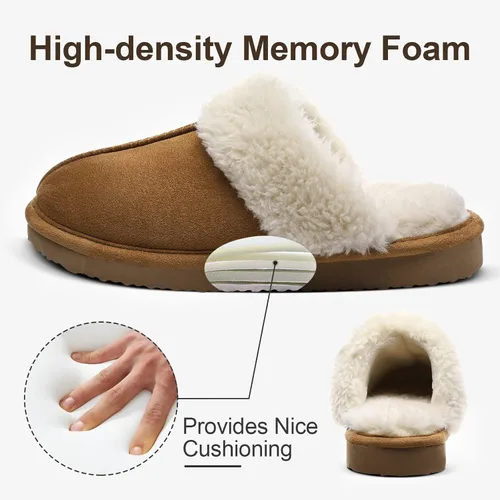 Miniatura 4 de Litfun Pantuflas mullidas de espuma viscoelástica para mujer, zapatos de invierno para interiores y exteriores