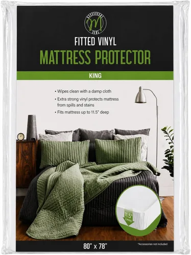 Miniatura 6 de Home Expressions Protector de colchón de vinilo plástico 4Gauge, estilo sábana bajera, impermeable, transpirable y con protección contra derrames