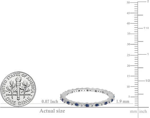 Miniatura 3 de Dazzlingrock Collection Anillo de boda redondo de zafiro azul y diamante blanco para mujer en oro macizo