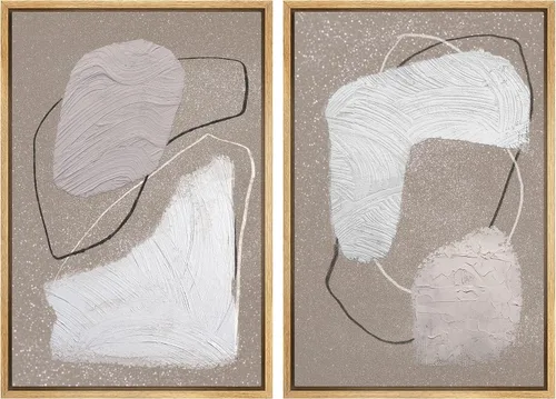 Miniatura 107 de SIGNWIN Lienzo enmarcado para pared, ilustraciones abstractas texturizadas en tonos beige terrosos, arte moderno, decorativo, contemporáneo