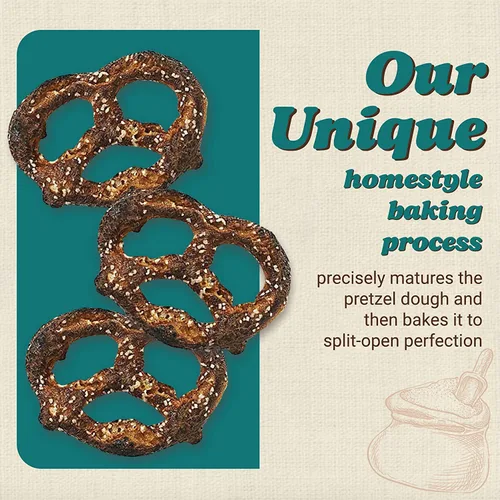 Miniatura 4 de Unique Snacks Pretzels Splits Extra Oscuros, Pretzels Originales Abiertos, Deliciosa Bolsa de Aperitivos Horneados Estilo Hogareño, Vegano, OU