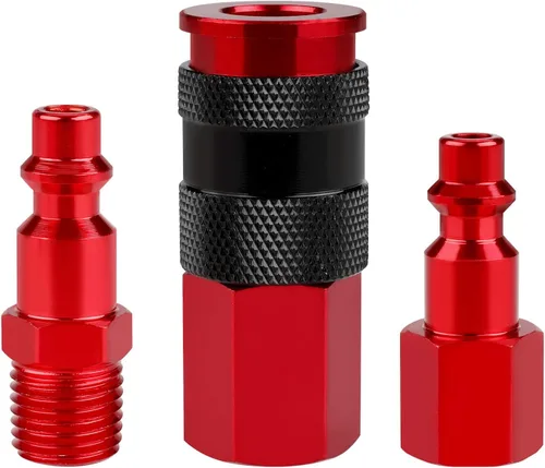 Miniatura 5 de Kit de acoplador y enchufe de aire NPT de 1/4 pulgadas, acoplador de aire unviersal AMT con 4 piezas de tapones de aire tipo I/M, juego