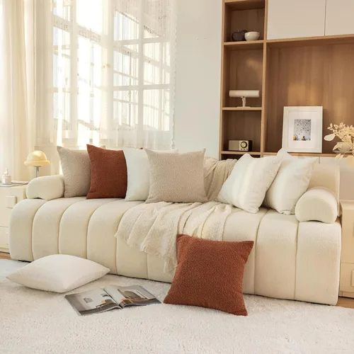 Miniatura 5 de Juego de 2 fundas de almohada neutras para otoño, 18 x 18 pulgadas, color beige, para cama, almohadas decorativas para sofá