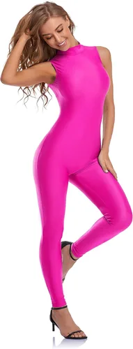 Miniatura 2 de speerise - Overol de elastano para mujer, con cremallera, sin mangas, ajustado al cuerpo, leotardo para disfraz