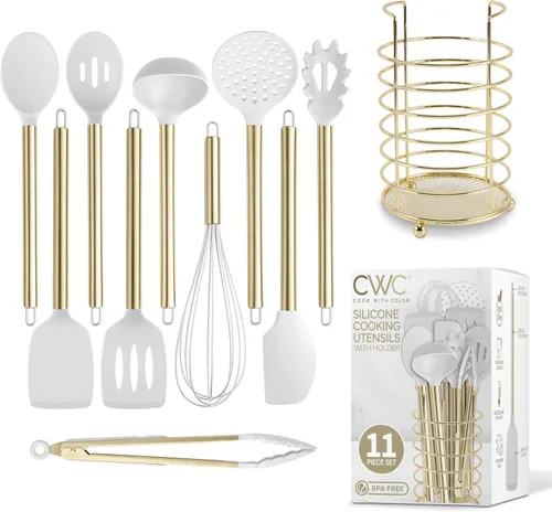 Miniatura 10 de COOK WITH COLOR Juego de utensilios de cocina de silicona, juego de utensilios de cocina, utensilios de cocina de silicona fáciles de limpiar, Rojo