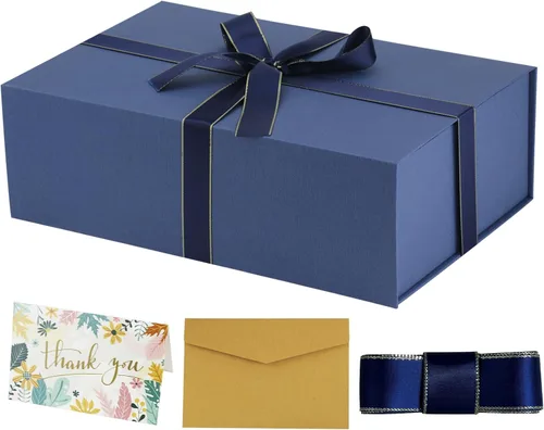 Miniatura 14 de YINUOYOUJIA Caja de regalo grande de color negro de 14 x 9 x 4.5 pulgadas, cajas de regalo con tapa de cierre magnético, cinta y tarjeta, caja