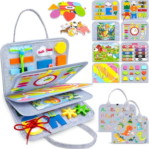 Miniatura 8 de Gojmzo - Tablero de actividades Montessori, para niñas de 1, 2, 3 o 4 años, ideal como regalo de cumpleaños, sensorial, juguete educativo
