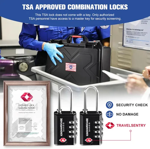 Miniatura 3 de Kinghardcase Paquete de 2 cerraduras de pistola aprobadas por la TSA, cerraduras de combinación de 4 dígitos para estuche de armas, caja