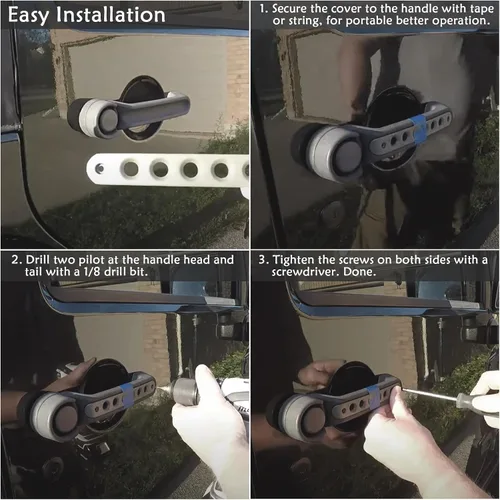 Miniatura 4 de Insertos de Cubierta de Manijas de Puerta Lateral Trim Compatible con Accesorios Jeep Wrangler JK JKU Liberty Sahara y Unlimited 2007-2018 Manijas