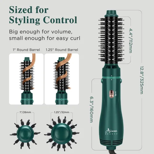 Miniatura 8 de Aima Beauty Blow Dryer Brush Set - 4-in-1 Round Brush Blow Dryer Adds Shine, Smooth, Curl & Volume for Short to Medium Hair, Interchangeable 1” &
