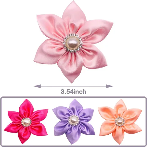 Miniatura 5 de PET SHOW Dijes de flores para perros pequeños de San Valentín, accesorios para perros medianos y grandes, gatos, cachorros, conejos, cerdos, lazos