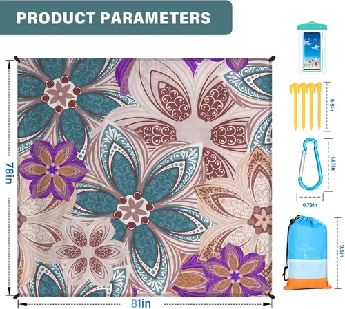 Miniatura 58 de Famstar Beach Blanket Oversized Extra Large 78"X81"/10'X9',Waterproof Sandproof Beach Blanket 2-8 Adults Lightweight Durable for Travel Camping