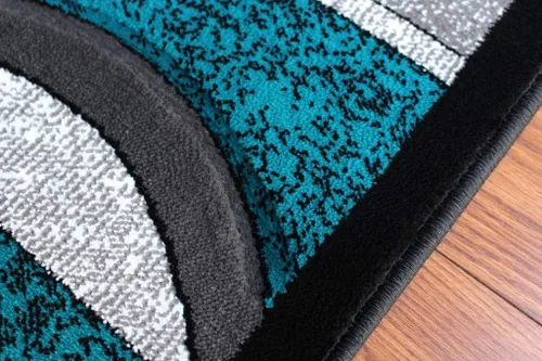 Miniatura 3 de Masada Rugs Sophia Collection - Alfombra de pasillo tallada a mano, moderna, contemporánea, turquesa, gris, negro (2 pies 8 pulgadas x 10 pies)