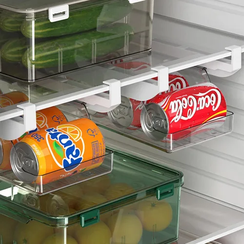Paquete de 2 organizadores de cajones para refrigerador, organizador transparente de almacenamiento extraíble para contenedores de latas, huevos,