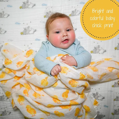 Miniatura 5 de LollyBanks Manta para envolver al bebé, manta de muselina 100% algodón para niños y niñas, grande de 47 x 47 pulgadas, mantas suaves y transpirables