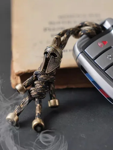 Miniatura 7 de Retro latón poderoso casco edc perlas llavero DIY accesorios cuentas de paracord