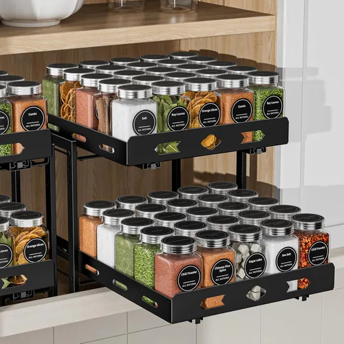 Miniatura 18 de BOIVSHI Organizador de especias para gabinete, estante de especias de armario de 2 niveles, estante vertical de especias extraíble de altura