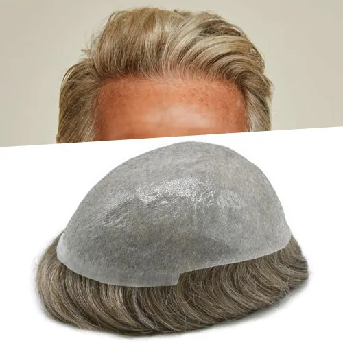 Miniatura 39 de Super Thin Skin Mens Toupee 0.001 in - Sistema de cabello de piel ultrafina para hombres, cabello humano negro, marrón, rubio, gris, peluca