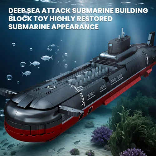 Miniatura 3 de Reobrix Juego de construcción de submarino nuclear para adultos, kit de modelo de submarino nuclear de clase tifón, decoración coleccionable
