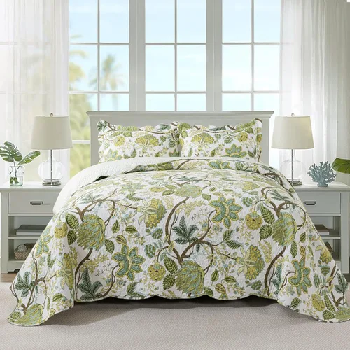 Miniatura 37 de Travan Juego de Edredón de 3 Piezas Tamaño King Colcha Acolchada Ligera Juego de Cubrecama Reversible con Estampado Floral Juego de Ropa de Cama