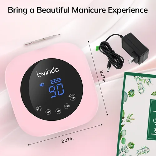 Miniatura 8 de Lavinda Lámpara de uñas LED UV de 54 W, luz de uñas de gel inalámbrica, lámpara UV recargable para uñas, secador de uñas LED profesional con rosado