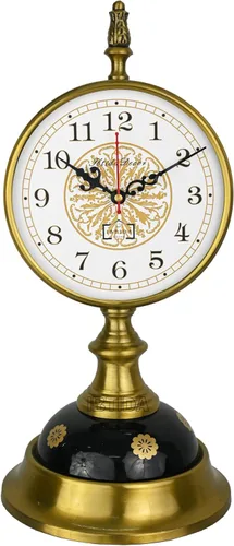 Reloj de mesa vintage de latón con diseño adornado, elegante reloj de escritorio inspirado en la antigüedad para decoración del hogar y la oficina,