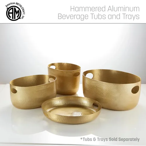 Miniatura 6 de American Metalcraft - Tina de aluminio para bebidas, solución grande para servir fiestas con asas para bebidas, 512 onzas, color dorado