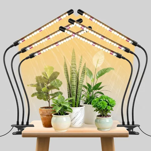 Miniatura 9 de SDOVUERC Luces de cultivo para plantas de interior, lámparas LED de espectro completo de 4 cabezales con clips y cables de 10 pies para cultivo