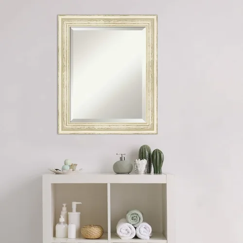 Miniatura 5 de Amanti Art - Espejo de baño blanco para sobre lavabo, espejo rectangular de 24x20 con lavado de campo blanco, marco rústico pequeño de madera