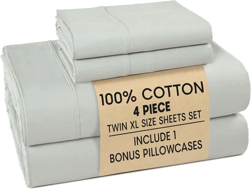 Miniatura 92 de Casa Platino Sábanas de cama individual XL, sábanas de 100 % algodón con 2 fundas de almohada, tejido percal crujiente y sensación acogedora, verde