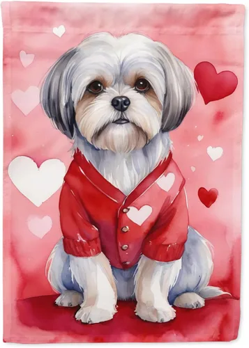 Miniatura 186 de Caroline's Treasures DAC5292CHF - Bandera de Border Collie My Valentine House para porche, grande, con manga para porche, para colgar en la pared