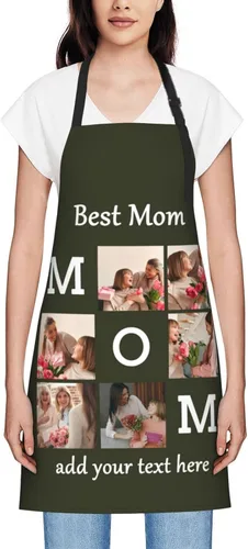 Miniatura 9 de Delantales personalizados para mujer, diseño de delantal de chef ajustable con nombre, textos, fotos, flores, regalos para el día de la madre