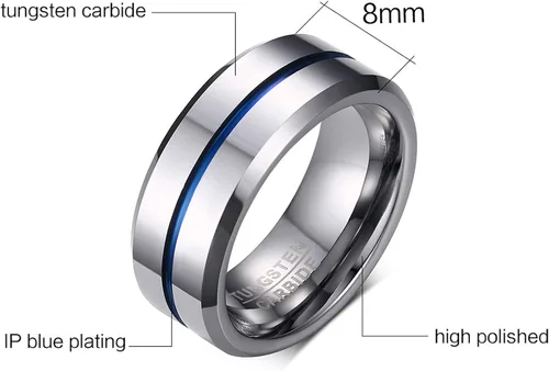 Miniatura 3 de Sheloves - Juego de anillos de boda para pareja, mujer, plata de ley con circonita cúbica para hombre, anillos de tungsteno azul para él y ella