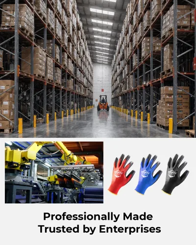 Miniatura 7 de OKIAAS Guantes de trabajo para hombre, guantes ultra delgados y ligeros con agarre, juego de 12 pares de guantes de construcción con revestimiento
