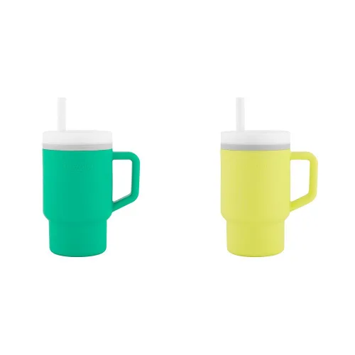 Infantino Mi primer vaso – Adorables vasos en miniatura con pajita resistente a fugas y asa amigable para niños pequeños, fomenta la hidratación,