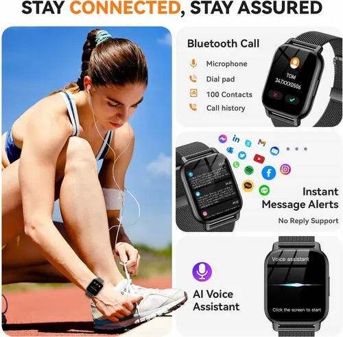 Miniatura 2 de Reloj inteligente para mujer, reloj inteligente rastreador de actividad física con llamadas Bluetooth y control de voz AI, pantalla HD de 1.85