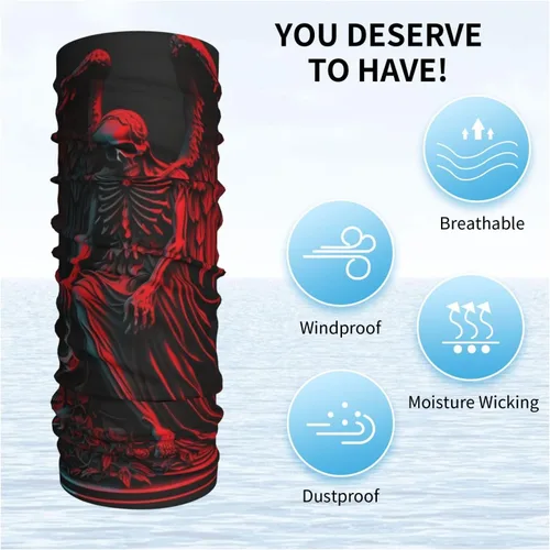 Miniatura 5 de HERRECX skull grim reaper skeleton angel god red Neck Gaiter Face Cover Scarf Balaclava Bandana for Women Men Gaiter Mask for Motorcycle Cycling