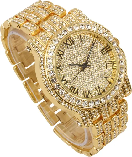 Miniatura 23 de Charles Raymond Bling-ed Out Ultimate Hip Hop Royalty Reloj para hombre con número romano de fácil lectura o indicadores de tiempo de diamantes