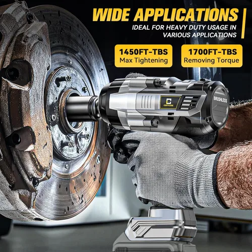 Miniatura 2 de Llave de impacto inalámbrica de 1/2 pulgada compatible con batería Dewalt: Llave de impacto de alto torque de 1700 pies-libras, herramienta