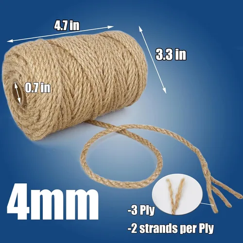 Miniatura 3 de Leecogo Cuerda de yute de 0.157 in de 164 pies resistente y gruesa para jardinería, manualidades, embalaje, reciclaje y decoración del hogar
