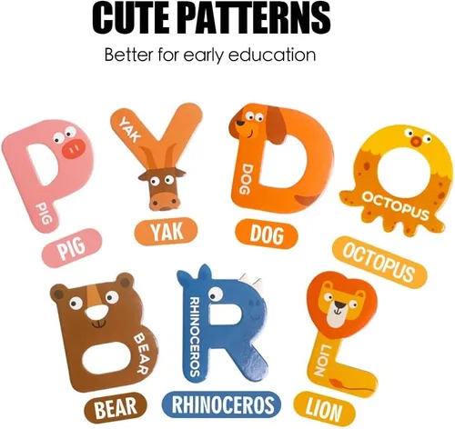 Miniatura 4 de JCREN Juguete de letras magnéticas jumbo de animales del alfabeto, imanes para nevera, alfabeto ABC mayúsculas, juego de juguetes para aprendizaje