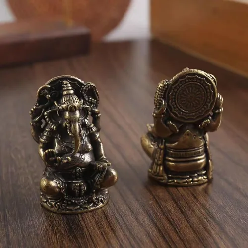 Miniatura 6 de Estatua de Ganesha de latón, estatua de Ganesha de latón, escultura de Dios de elefante hindú de 1.97 pulgadas, decoración y regalo de Diwali