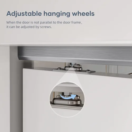 Miniatura 3 de FINOSEN Kit de herrajes para puerta corrediza de bolsillo de grado comercial de 1,5 m, montaje superior, resistente, suave y silencioso, fácil