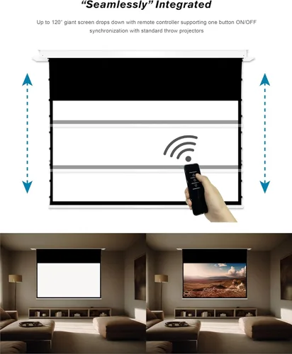 Miniatura 2 de VIVIDSTORM - Pantalla de proyector de cine blanco con tensión motorizada Phantom empotrada en el techo desde 2004-72 pulgadas para proyector normal
