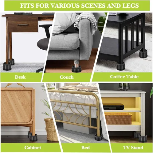 Miniatura 3 de Paquete de 12 elevadores de muebles de 1 pulgada, elevadores de cama ajustables resistentes para mesa, escritorio, sofá, silla, gabinete, marco