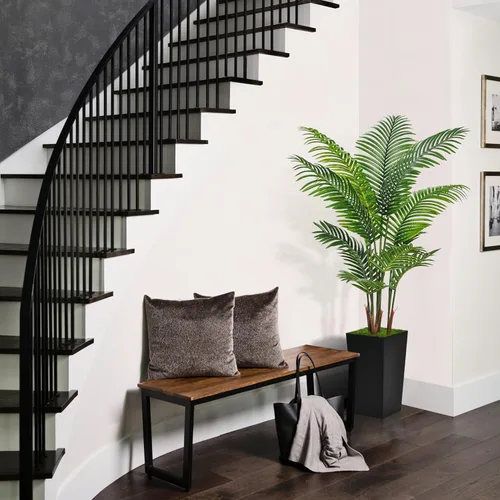 Miniatura 3 de ASTIDY Palmera artificial de 5 pies, árbol falso con maceta alta negra, planta de suelo de areca tropical sintética en maceta, planta de seda Negro