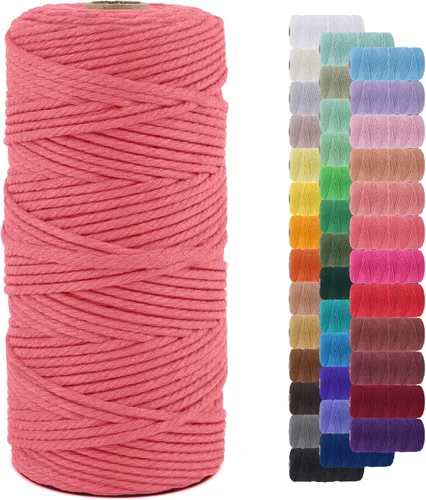 Miniatura 23 de Cuerda de macramé de 0.079 in para 219 yardas, cuerda de algodón natural para manualidades, hilo de cuerda de macramé de colores para colgar