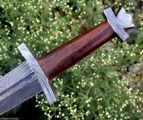 Miniatura 6 de 32 Unique Blades - Espada vikinga lista para la batalla de espiga completa de 32 pulgadas con funda de acero de Damasco personalizada (vikingo)