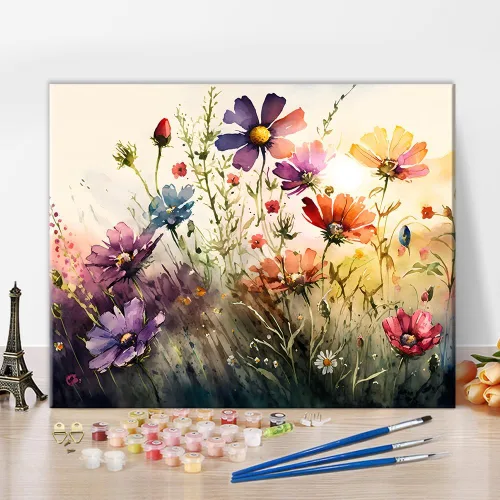 TUMOVO Pintura de flores de acuarela por números para adultos principiantes, pintura abstracta por números, kits de pintura sobre lienzo, pintura
