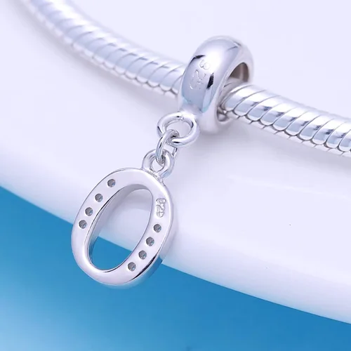 Miniatura 69 de ABUN Abalorio de plata de ley 925 con letra A a la Z, espaciador de inicial, con circonita cúbica transparete colgante, auténtica, para pulseras